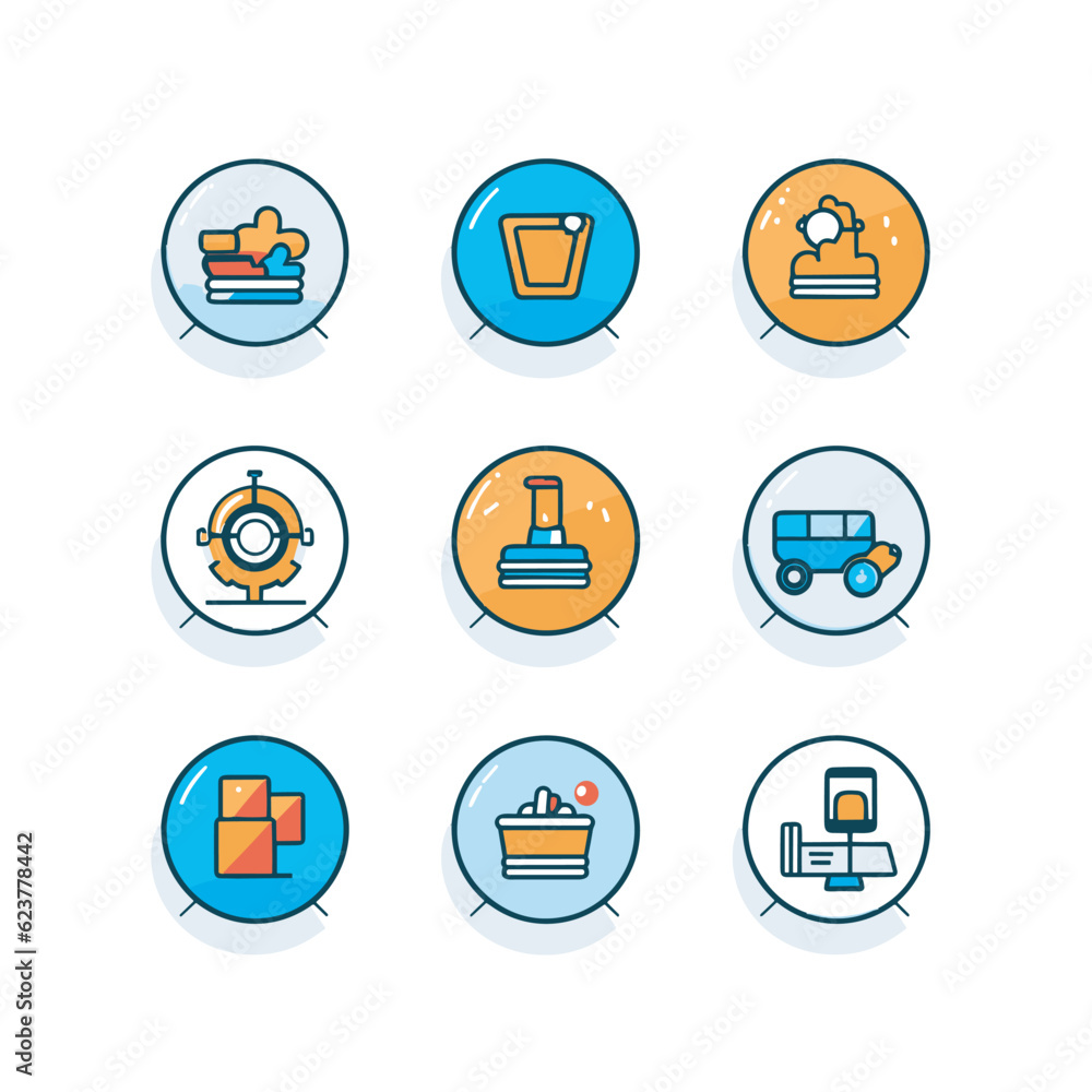 Poster vector of a collection of flat icons in various colors on a clean white background