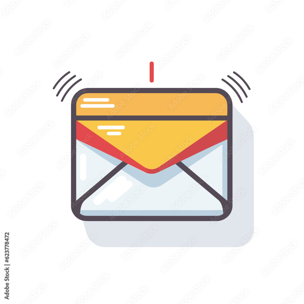 Poster vector of an email envelope with a red envelope sticking out of it