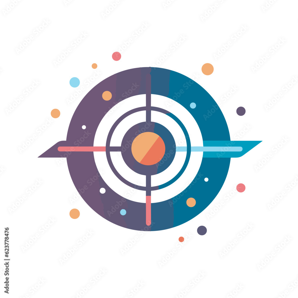 Aufkleber vector of a colorful flat icon with a target in the center