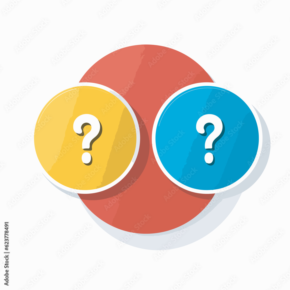 Poster vector of two flat icons of question marks in circles