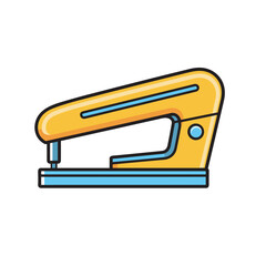 Vector of a yellow and blue iron on a white background