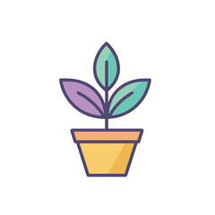 Vector of a flat icon vector of a potted plant with green leaves on a white background