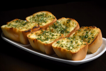 Freshly baked garlic bread generative AI