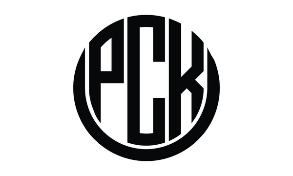 PCK shield in circle logo design vector template. lettermrk, wordmark, monogram symbol on white background.