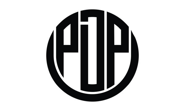 PDP shield in circle logo design vector template. lettermrk, wordmark, monogram symbol on white background.