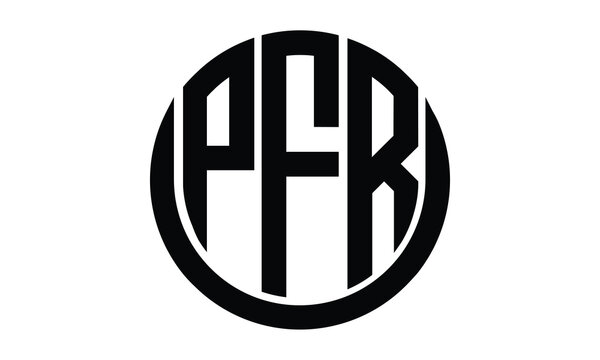 PFR shield in circle logo design vector template. lettermrk, wordmark, monogram symbol on white background.