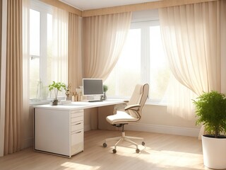 Office room light color background with desktop
