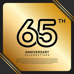 65th anniversary celebration template design with simple and luxury style in golden color, vector template