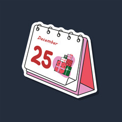 Desk calendar showing December 25
