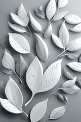 3d white paper leaves , light gray background, 3d style (AI-generated fictional illustration)
