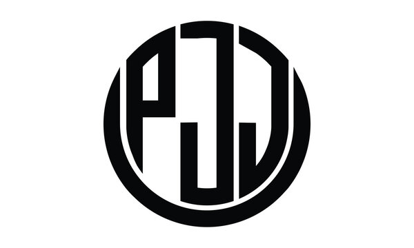 PJJ shield in circle logo design vector template. lettermrk, wordmark, monogram symbol on white background.