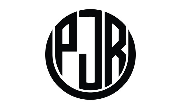 PJR shield in circle logo design vector template. lettermrk, wordmark, monogram symbol on white background.