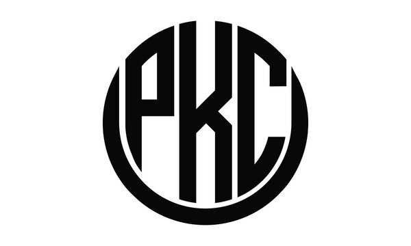 PKC shield in circle logo design vector template. lettermrk, wordmark, monogram symbol on white background.