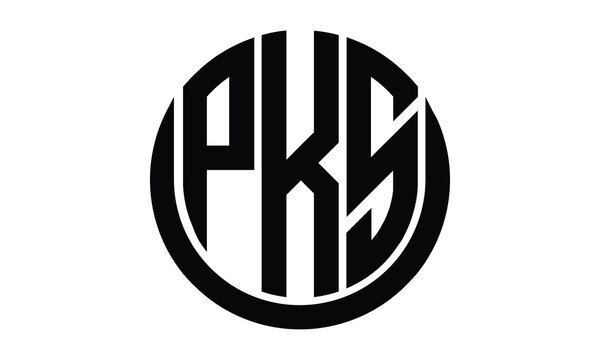 PKS shield in circle logo design vector template. lettermrk, wordmark, monogram symbol on white background.