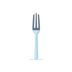 Vector of a flat icon of a blue handled fork on a white background