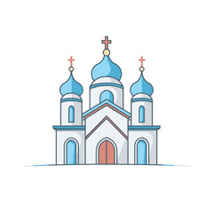 Vector of a flat icon of a church with a cross on top