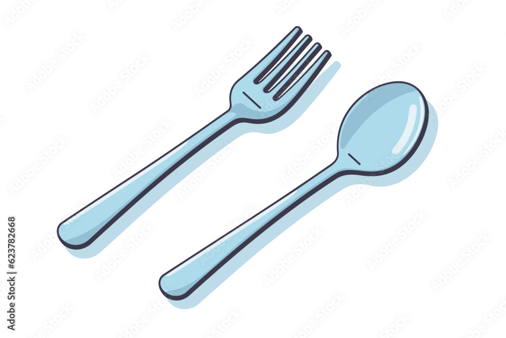 Aufkleber vector of a flat icon vector of a fork and spoon on a white background