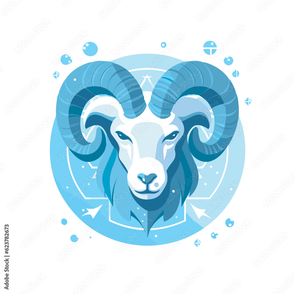 Poster vector of a flat icon vector of a ram with horns on a white background