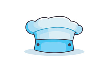 Vector of a flat icon of a blue chefs hat on a white background