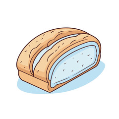 Vector of toasted bread with a slice cut out, flat icon vector illustration