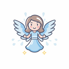 Vector of a flat icon depicting an angel with wings and a halo