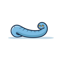 Vector of a blue worm sitting on top of a white floor