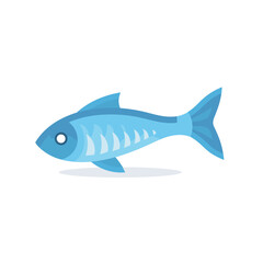 Vector of a flat icon of a blue fish on a white background