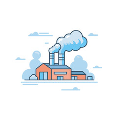 Vector of a flat icon vector of a factory with smoke coming out of it