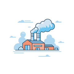 Vector of a flat icon vector of a factory with smoke coming out of it © Ilgun