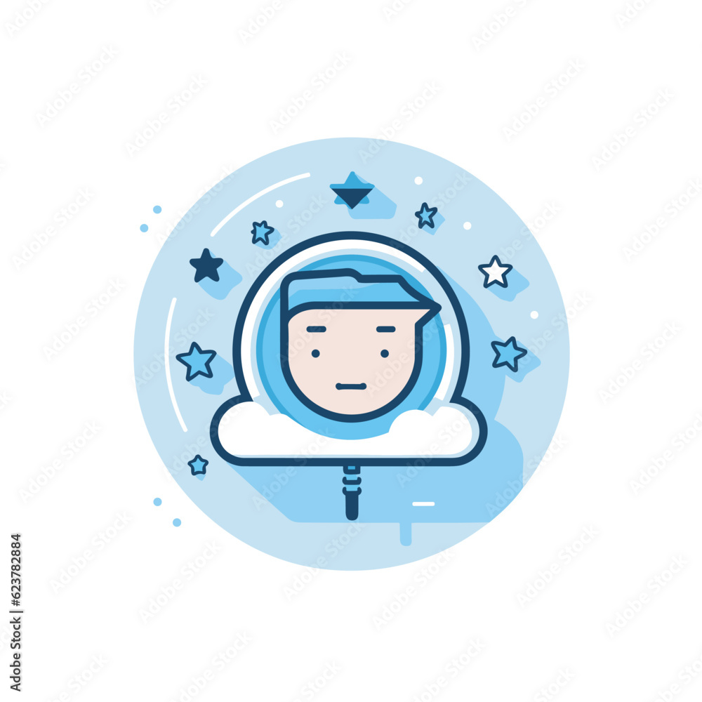 Poster vector of a person in a cloud with stars around them