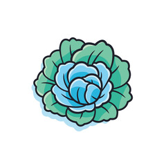 Obraz premium Vector of a blue and green flower on a white background
