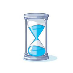 Vector of an hourglass with blue sand running through it