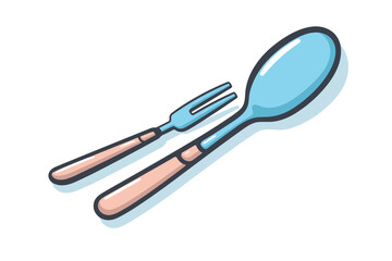 Vector of two forks and a spoon on a white background