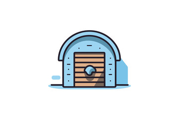 Vector of a blue and brown door icon on a white background