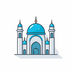Vector of a blue and white building with two towers, perfect for icons and illustrations