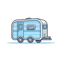 Vector of a blue and white trailer on a white background