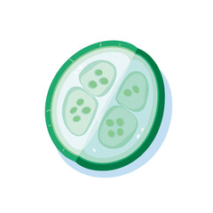 Vector of a single cucumber slice isolated on a white background