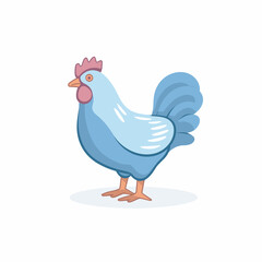 Vector of a blue and white chicken with a red comb