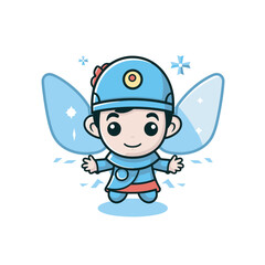 Vector of a cartoon character in a blue costume