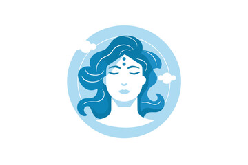 Vector of a womans face with closed eyes in an icon style vector illustration