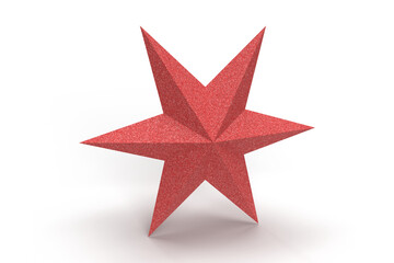 Obraz premium 3D rendered red star isolated on white background