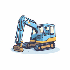 Vector of a blue and yellow excavator icon on a white background