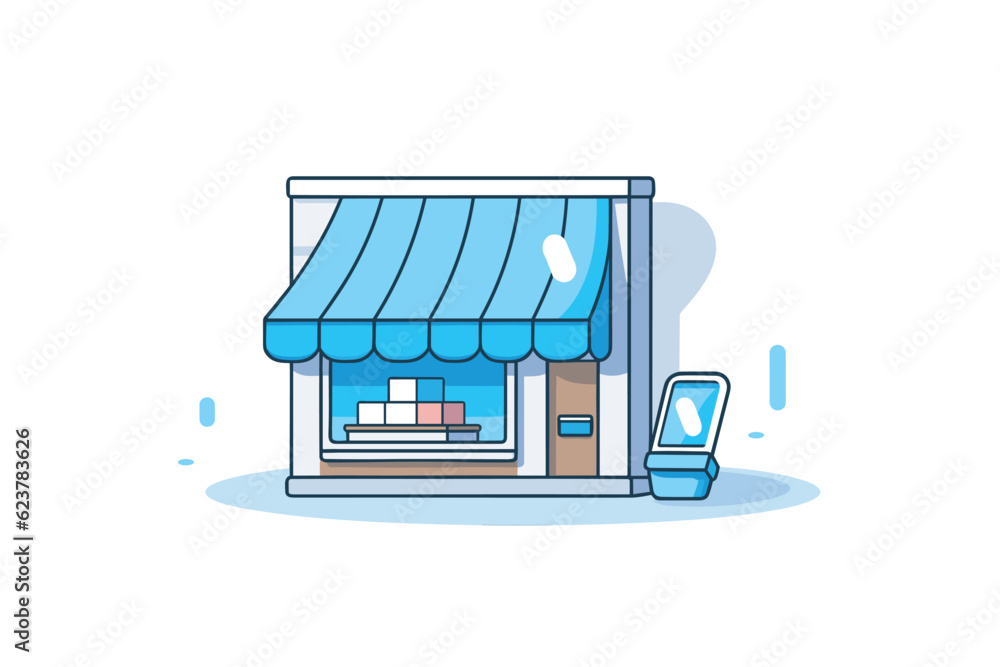 Poster Vector of a small store with a toilet in front of i