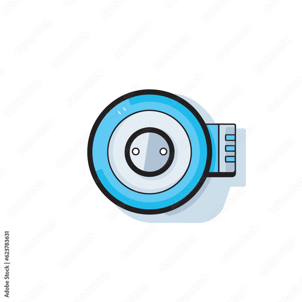 Aufkleber vector of a blue and white button with a smiling face on it