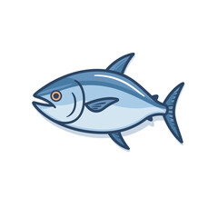 Vector of a blue fish with orange eyes on a white background