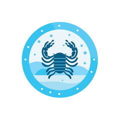 Vector of a crab inside a circular frame