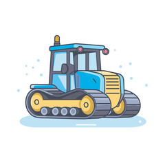 Vector of a yellow and blue bulldozer on a white background
