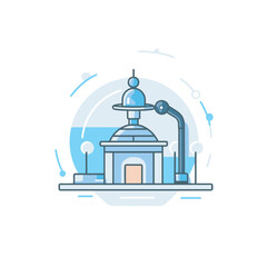 Obraz premium Vector of a building with a lamp on top of it