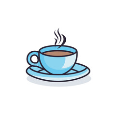 Vector of a flat icon vector of a cup of coffee on a saucer