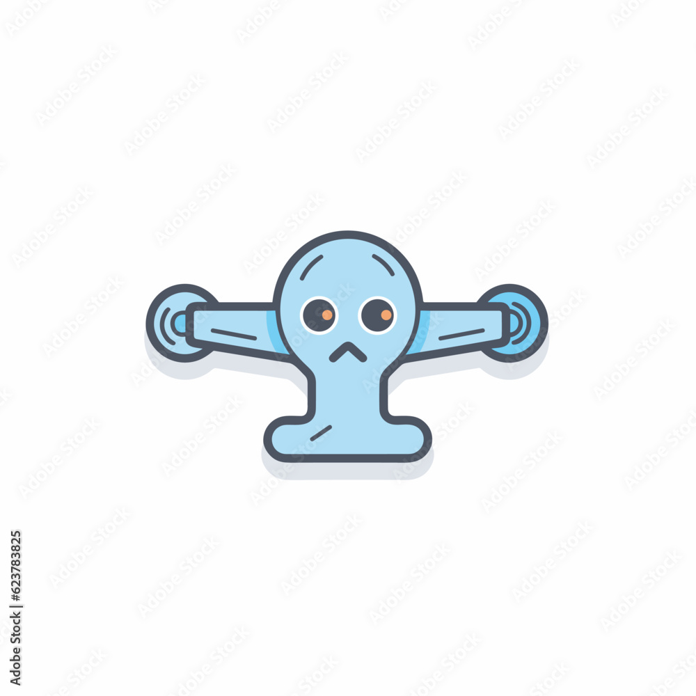 Poster vector of cartoon character with a sad expression in a flat icon style